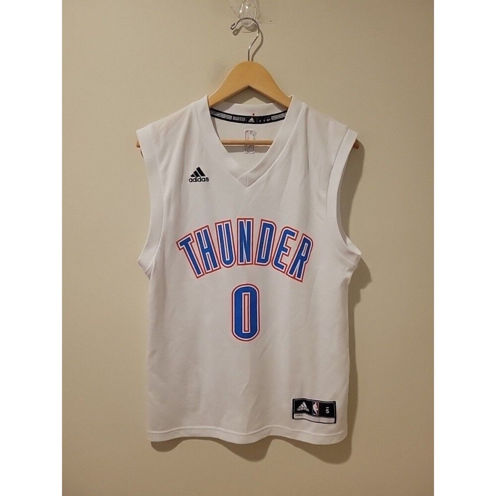 Adidas Russell Westbrook Oklahoma City Thunder #0 NBA Jersey Men’s Small White